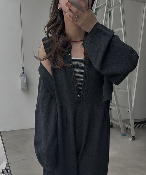 サロペット・オーバーオール・オールインワン side pattern no sleeve knit all-in-one WILLFULLY（ウィルフリー）の「side pattern no sleeve knit all-in