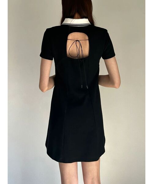 CALNAMUR(カルナムール)の「BACK OPEN POLO OP/バックオープンポロワンピース(ワンピース・レディース・グレー/ブラック/ライトブルー・FREE)」の10枚目の写真
