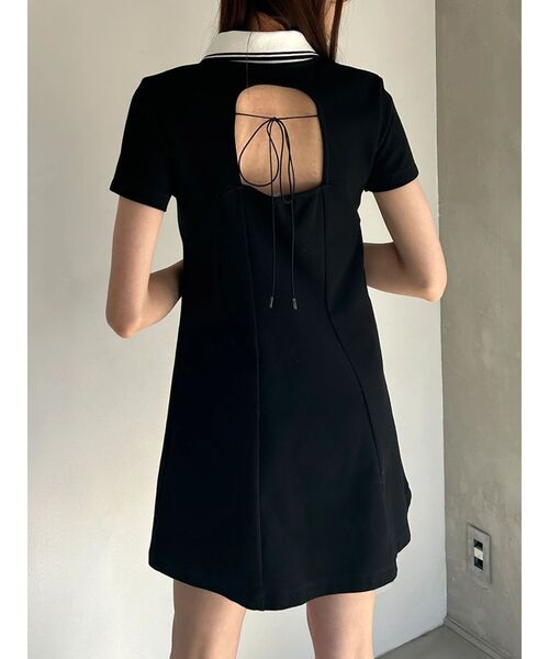 CALNAMUR(カルナムール)の「BACK OPEN POLO OP/バックオープンポロワンピース(ワンピース・レディース・グレー/ブラック/ライトブルー・FREE)」の11枚目の写真