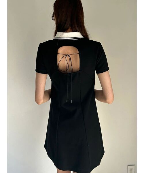 CALNAMUR(カルナムール)の「BACK OPEN POLO OP/バックオープンポロワンピース(ワンピース・レディース・グレー/ブラック/ライトブルー・FREE)」の12枚目の写真