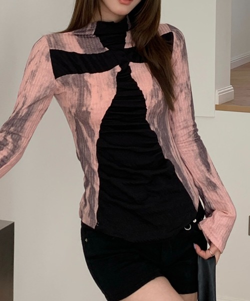 ViViDAY（ビビデー）の「【春新色追加】十字架長袖tシャツ（Tシャツ/カットソー・レディース・ベージュ×ブラック/ピンク・M）」の12枚目の写真