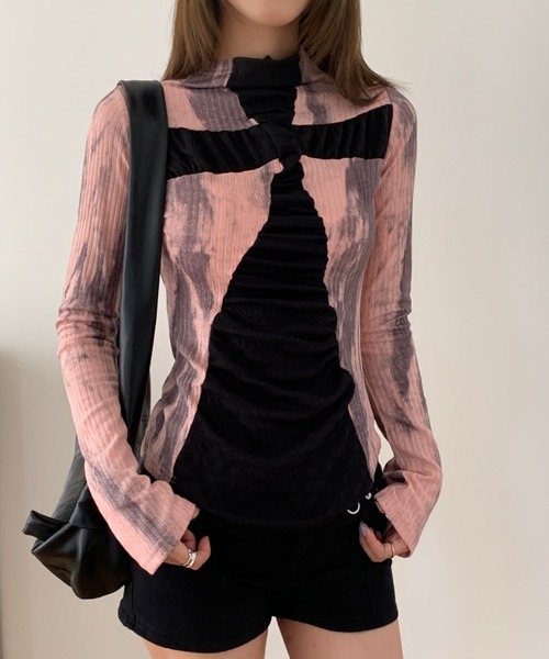 ViViDAY（ビビデー）の「【春新色追加】十字架長袖tシャツ（Tシャツ/カットソー・レディース・ベージュ×ブラック/ピンク・M）」の20枚目の写真