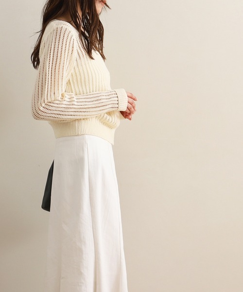 NOAHL(ノアル)の「【NOAHL】スクエアネックメッシュ編みニットトップス(ニット/セーター・レディース・アイボリー/ブラック/イエロー・FREE)」の12枚目の写真