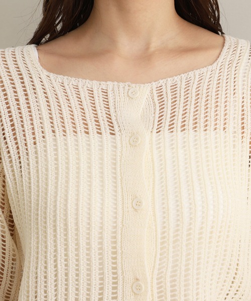 NOAHL(ノアル)の「【NOAHL】スクエアネックメッシュ編みニットトップス(ニット/セーター・レディース・アイボリー/ブラック/イエロー・FREE)」の16枚目の写真