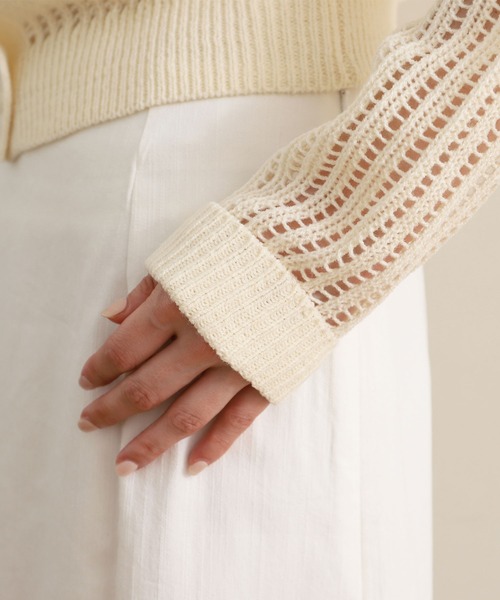 NOAHL(ノアル)の「【NOAHL】スクエアネックメッシュ編みニットトップス(ニット/セーター・レディース・アイボリー/ブラック/イエロー・FREE)」の17枚目の写真