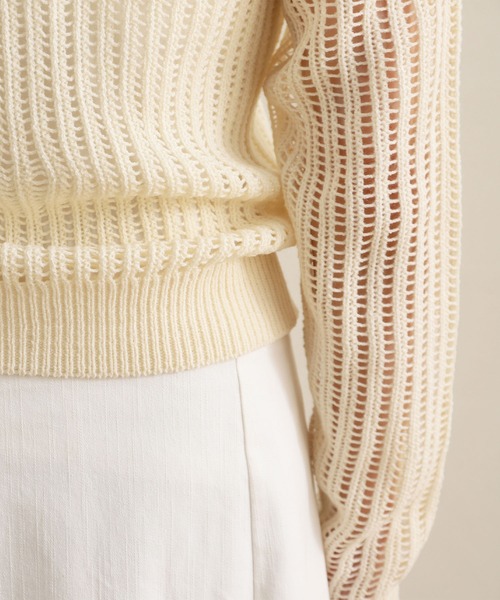 NOAHL(ノアル)の「【NOAHL】スクエアネックメッシュ編みニットトップス(ニット/セーター・レディース・アイボリー/ブラック/イエロー・FREE)」の18枚目の写真