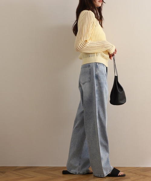 【NOAH】ソルトウォッシュクルーネック 18G サーブルストレッチクルーネックニット(1 OFF WHITE