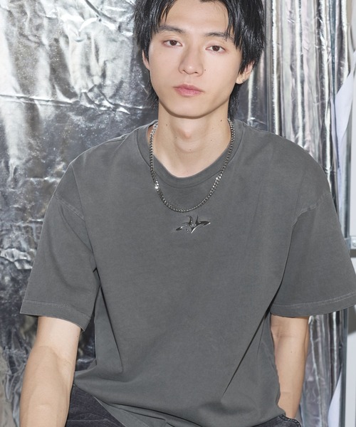 セール】ヴィンテージライクボックスシルエット短丈プリントTシャツ