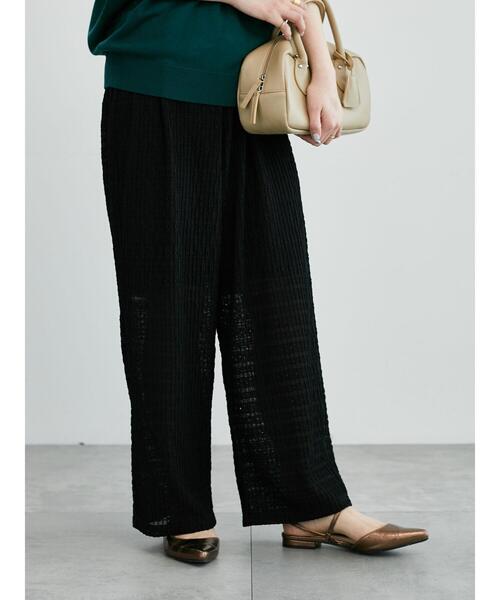 Lugnoncure（ルノンキュール）の「シャーリングレースカットパンツ（その他パンツ・レディース・ブラック/ベージュ・F）」の9枚目の写真