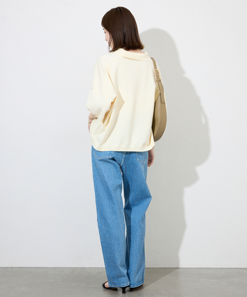ニット セーター 「接触冷感/UV機能」FROSTY COTTON襟付きプルオーバー レディース セール】《接触冷感/UV機能》FROSTY COTTON襟付きプルオーバー