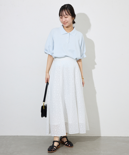 ​SLOBE IENA / スローブイエナ | 2025SS | 接触冷感/UV機能 FROSTY COTTON 襟付き プルオーバー | F | ナチュラル | レディース 接触冷感/UV機能》FROSTY COTTON襟付きプルオーバー（ニット／セーター