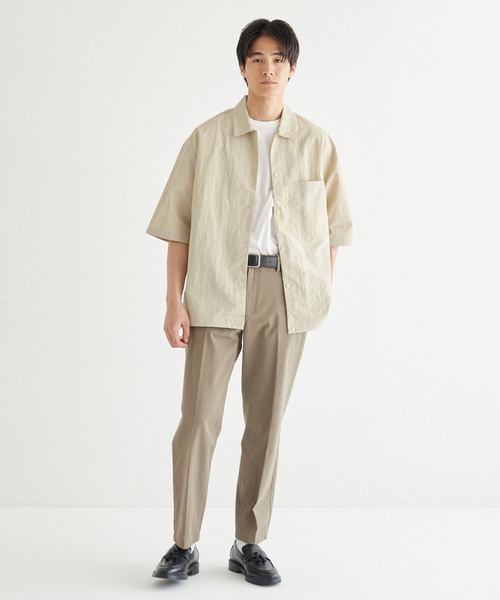 coca(coca)(コカ)の「ワッシャーナイロン半袖シャツ(シャツ/ブラウス・メンズ・チャコール/アイボリー・M/L/XL)」の4枚目の写真