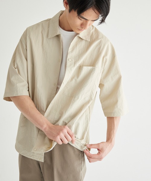 coca(coca)(コカ)の「ワッシャーナイロン半袖シャツ(シャツ/ブラウス・メンズ・チャコール/アイボリー・M/L/XL)」の8枚目の写真