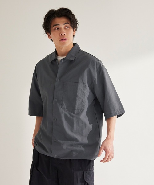 coca(coca)(コカ)の「ワッシャーナイロン半袖シャツ(シャツ/ブラウス・メンズ・チャコール/アイボリー・M/L/XL)」の13枚目の写真