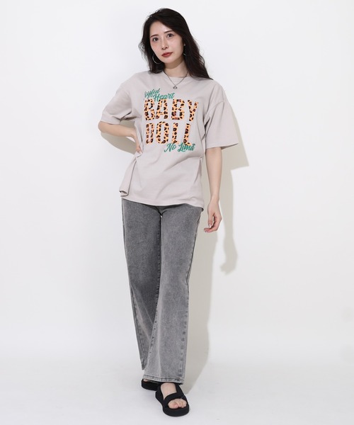 BABYDOLL(ベビードール)の「【綿100%】 親子お揃い ヒョウ柄貼付ロゴTシャツ 0544A(Tシャツ/カットソー・メンズ・ホワイト/ダークブラウン系・S/M/L/XL)」の6枚目の写真