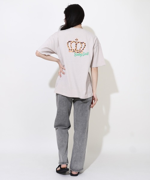 BABYDOLL(ベビードール)の「【綿100%】 親子お揃い ヒョウ柄貼付ロゴTシャツ 0544A(Tシャツ/カットソー・メンズ・ホワイト/ダークブラウン系・S/M/L/XL)」の8枚目の写真