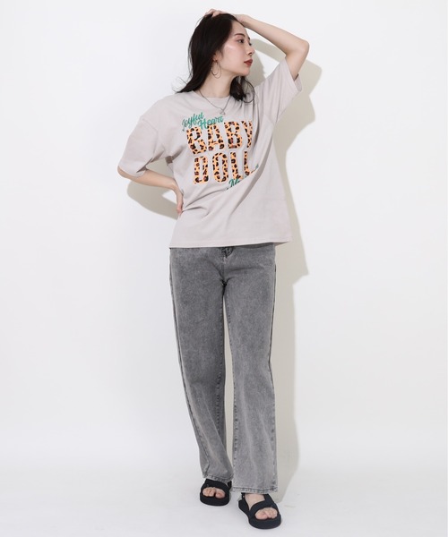 BABYDOLL(ベビードール)の「【綿100%】 親子お揃い ヒョウ柄貼付ロゴTシャツ 0544A(Tシャツ/カットソー・メンズ・ホワイト/ダークブラウン系・S/M/L/XL)」の10枚目の写真