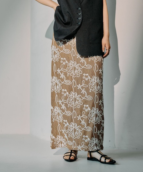 LEPSIM（レプシィム）の「コードレーススカート　329509（スカート・レディース・アイボリー/ブラック/ベージュ・FREE）」の3枚目の写真