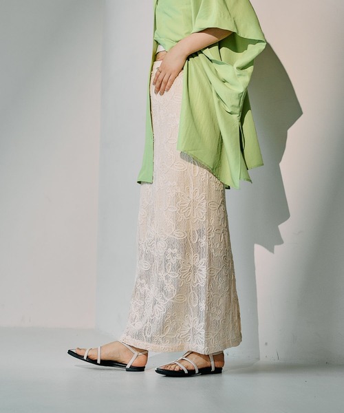 LEPSIM（レプシィム）の「コードレーススカート　329509（スカート・レディース・アイボリー/ブラック/ベージュ・FREE）」の17枚目の写真