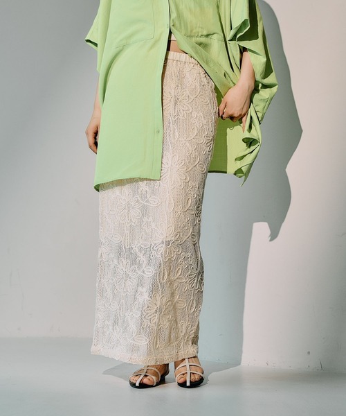 LEPSIM（レプシィム）の「コードレーススカート　329509（スカート・レディース・アイボリー/ブラック/ベージュ・FREE）」の18枚目の写真