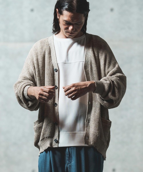 GLIMCLAP(グリムクラップ)の「mcg3626- Mesh knitting cardigan ニットカーディガン(カーディガン/ボレロ・メンズ・オフホワイト/グレー/ブラック/ライトベージュ・S/M/L)」の4枚目の写真