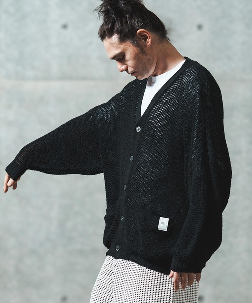 GLIMCLAP(グリムクラップ)の「mcg3626- Mesh knitting cardigan ニットカーディガン(カーディガン/ボレロ・メンズ・オフホワイト/グレー/ブラック/ライトベージュ・S/M/L)」の1枚目の写真