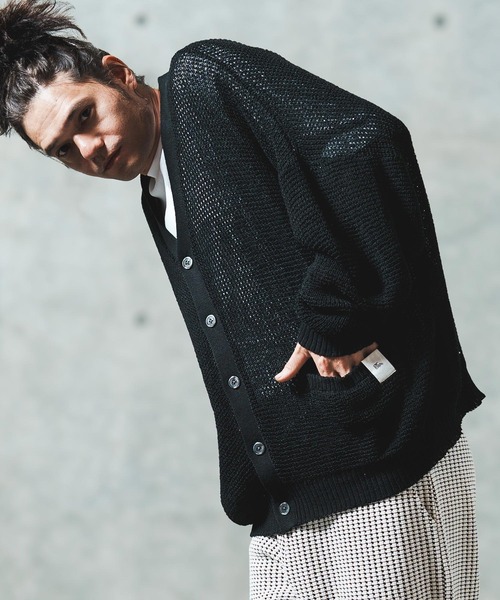 GLIMCLAP(グリムクラップ)の「mcg3626- Mesh knitting cardigan ニットカーディガン(カーディガン/ボレロ・メンズ・オフホワイト/グレー/ブラック/ライトベージュ・S/M/L)」の7枚目の写真