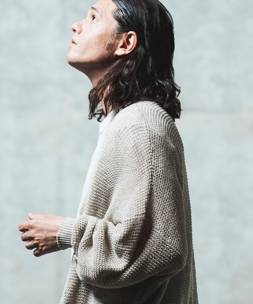 GLIMCLAP(グリムクラップ)の「mcg3626- Mesh knitting cardigan ニットカーディガン(カーディガン/ボレロ・メンズ・オフホワイト/グレー/ブラック/ライトベージュ・S/M/L)」の10枚目の写真