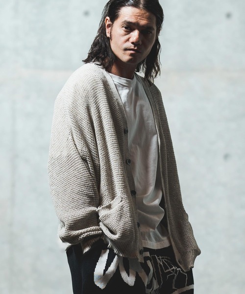 GLIMCLAP(グリムクラップ)の「mcg3626- Mesh knitting cardigan ニットカーディガン(カーディガン/ボレロ・メンズ・オフホワイト/グレー/ブラック/ライトベージュ・S/M/L)」の11枚目の写真