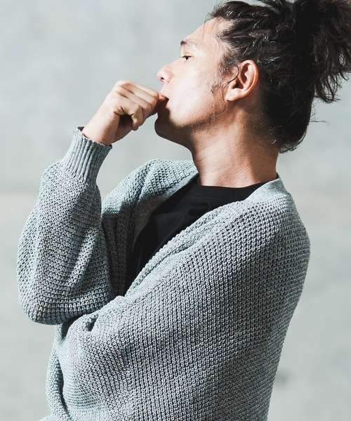 GLIMCLAP(グリムクラップ)の「mcg3626- Mesh knitting cardigan ニットカーディガン(カーディガン/ボレロ・メンズ・オフホワイト/グレー/ブラック/ライトベージュ・S/M/L)」の15枚目の写真
