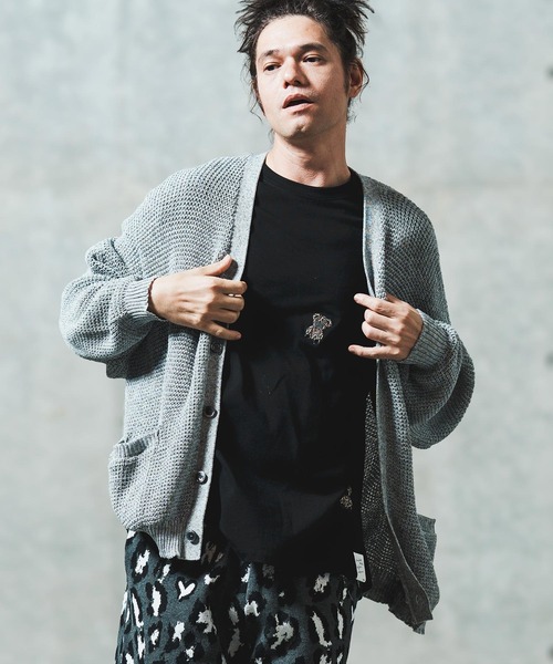 GLIMCLAP(グリムクラップ)の「mcg3626- Mesh knitting cardigan ニットカーディガン(カーディガン/ボレロ・メンズ・オフホワイト/グレー/ブラック/ライトベージュ・S/M/L)」の16枚目の写真