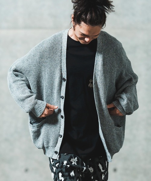 GLIMCLAP(グリムクラップ)の「mcg3626- Mesh knitting cardigan ニットカーディガン(カーディガン/ボレロ・メンズ・オフホワイト/グレー/ブラック/ライトベージュ・S/M/L)」の17枚目の写真