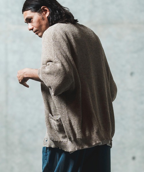 GLIMCLAP(グリムクラップ)の「mcg3626- Mesh knitting cardigan ニットカーディガン(カーディガン/ボレロ・メンズ・オフホワイト/グレー/ブラック/ライトベージュ・S/M/L)」の22枚目の写真