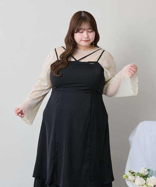 Louiosy(ルオシー)の「【Louiosy】【大きいサイズ】プレート付きティアードキャミワンピ(ワンピース・レディース・オフホワイト/ブラック/ブラック系その他/ブラック系その他2・X-LARGE/3L/4L)」の13枚目の写真