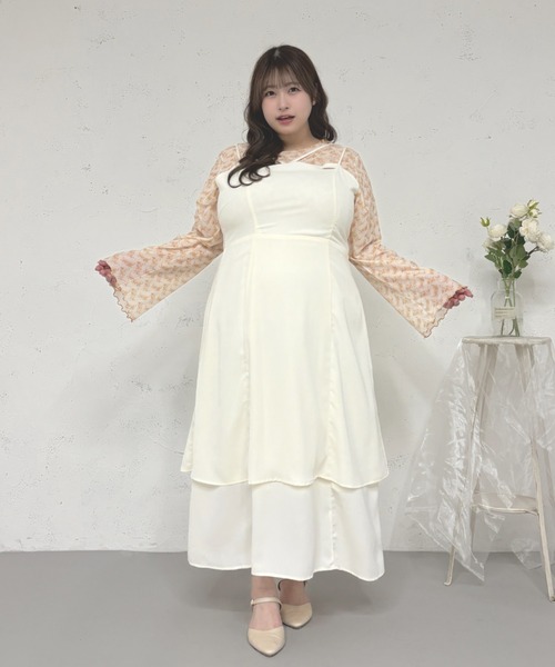 Louiosy(ルオシー)の「【Louiosy】【大きいサイズ】プレート付きティアードキャミワンピ(ワンピース・レディース・オフホワイト/ブラック/ブラック系その他/ブラック系その他2・X-LARGE/3L/4L)」の7枚目の写真