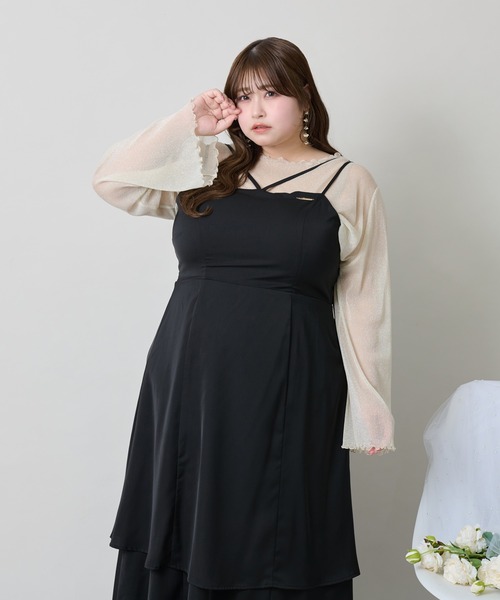 Louiosy(ルオシー)の「【Louiosy】【大きいサイズ】プレート付きティアードキャミワンピ(ワンピース・レディース・オフホワイト/ブラック/ブラック系その他/ブラック系その他2・X-LARGE/3L/4L)」の15枚目の写真