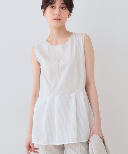 INDIVI（インディヴィ）の「【洗える／レイヤードにも活躍】ペプラムインナートップス（Tシャツ/カットソー・レディース・ブラック/オフホワイト/ベージュ・05/13/15 /19/34/38）」の13枚目の写真