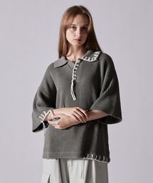CLEL(NC)́yCLELzHand Stitched Waffle Skipper Short Sleeve Knit Polo/nhXeb` btXLbp[jbg|(|Vc)