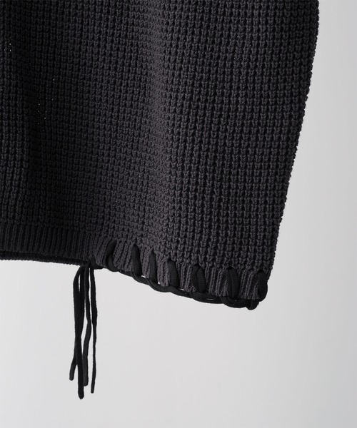 CLEL（クレイル）の「【CLEL】Hand Stitched Waffle Skipper Short Sleeve Knit Polo/ハンドステッチ ワッフルスキッパー半袖ニットポロ（ポロシャツ・メンズ・ブラック/グレイッシュベージュ/チャコールグレー/ブルー・XS/S/M/L）」の11枚目の写真