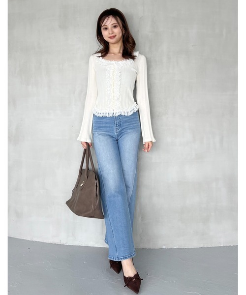 大人気✨スナイデル ストレッチ フレアデニムパンツ ブーツカット 美脚 0 S Sustainableストレッチフレアデニムパンツ（デニムパンツ