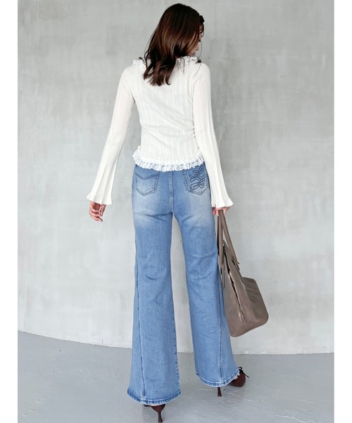 00サイズあり】Sustainableストレッチフレアデニムパンツ（デニム