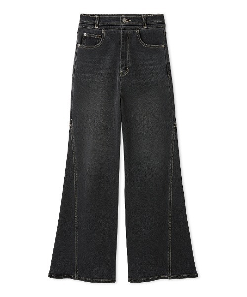 SNIDEL Sustainableストレッチフレアデニムパンツ ブラック スナイデル SNIDEL Sustainableストレッチフレアデニムパンツ