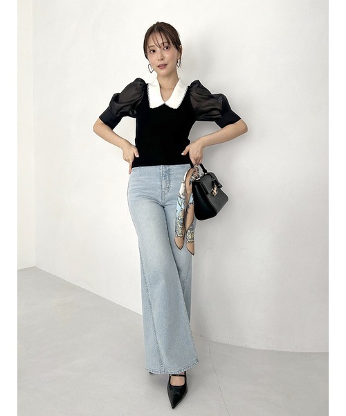 SNIDEL（スナイデル）の「【00サイズあり】Sustainableストレッチフレアデニムパンツ（デニムパンツ・レディース・ライトグレー/ライトブルー/ブルー/ブラック/スカイブルー/インディゴブルー・0/00/1）」の19枚目の写真