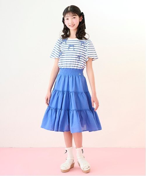 mezzo piano junior ベルトつきシャツレイヤード風ワンピース mezzo piano Junior（メゾピアノジュニア）の「ベルトつきシャツ