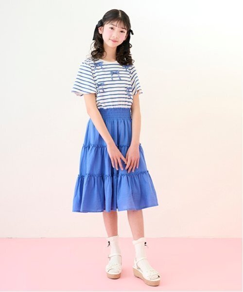 リボンティアードワンピース(S(140) ライト ブルー): ジュニア