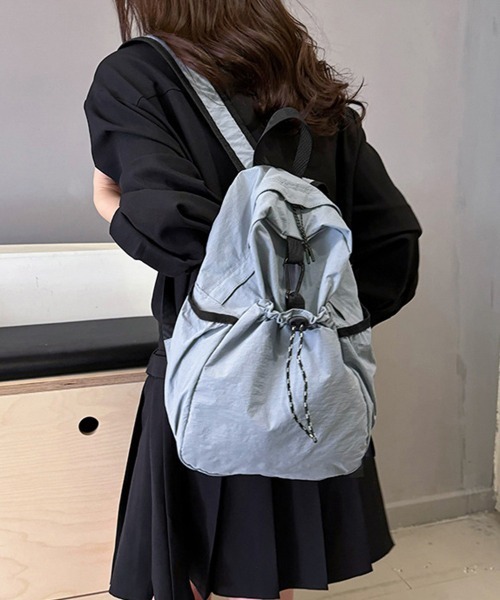 Miniministore（ミニミニストア）の「ドロストポケットリュック 軽量デイパック（バックパック/リュック・レディース・ピンク/ブラック/ベージュ/ブルー/ホワイト・FREE）」の4枚目の写真