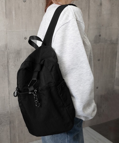 Miniministore（ミニミニストア）の「ドロストポケットリュック 軽量デイパック（バックパック/リュック・レディース・ピンク/ブラック/ベージュ/ブルー/ホワイト・FREE）」の9枚目の写真