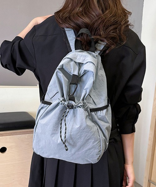 Miniministore（ミニミニストア）の「ドロストポケットリュック 軽量デイパック（バックパック/リュック・レディース・ピンク/ブラック/ベージュ/ブルー/ホワイト・FREE）」の11枚目の写真