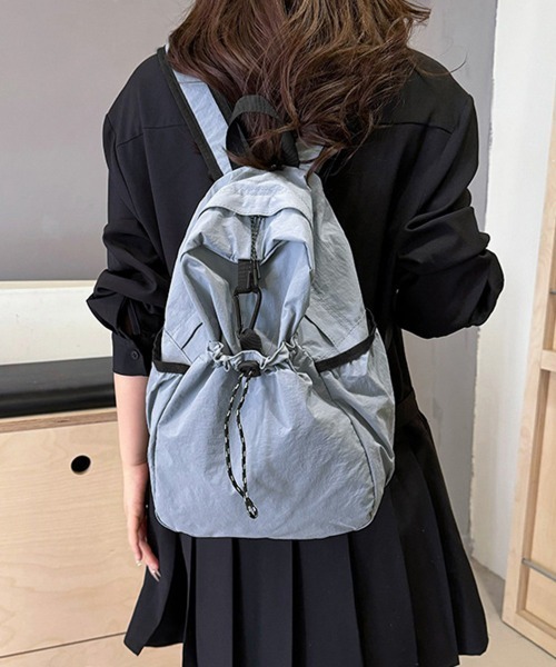 Miniministore（ミニミニストア）の「ドロストポケットリュック 軽量デイパック（バックパック/リュック・レディース・ピンク/ブラック/ベージュ/ブルー/ホワイト・FREE）」の12枚目の写真