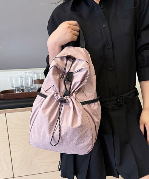 Miniministore（ミニミニストア）の「ドロストポケットリュック 軽量デイパック（バックパック/リュック・レディース・ピンク/ブラック/ベージュ/ブルー/ホワイト・FREE）」の15枚目の写真